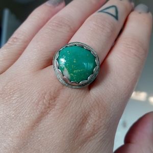 Green Turquoise Sterling silver Ring Genuine Stone